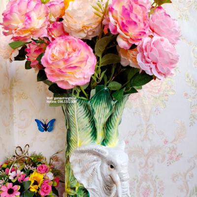 BÌNH SỨ CẮM HOA THỦ CÔNG VOI MẸ VOI CON